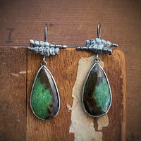 Zoisite Earrings with Coralline Algae